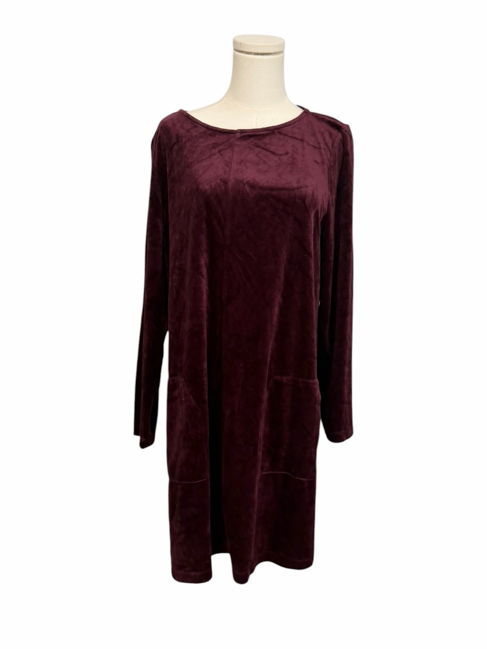 j. Jill Pure Jill Velour Merlot Red Tunic Dress NWT Pima Cotton Pockets Sz L